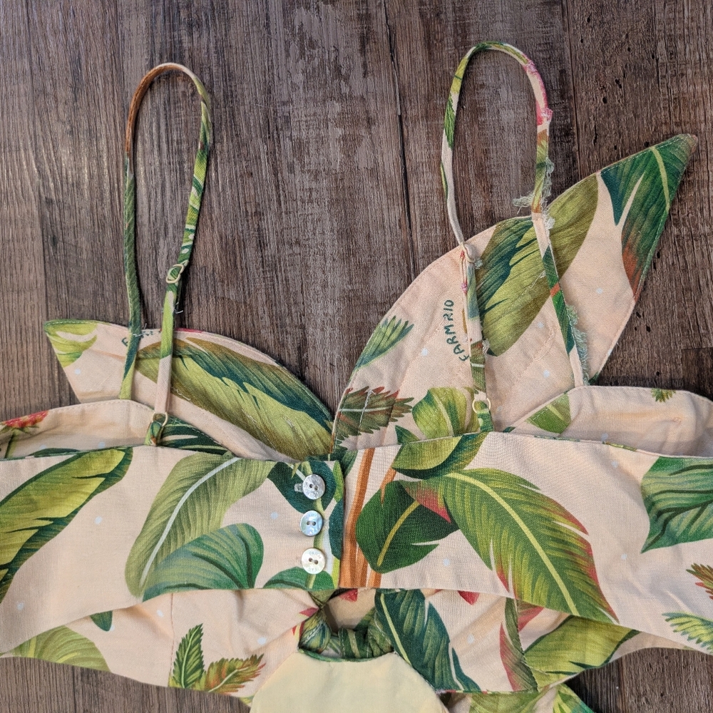 Farm Rio Fruit Forest Open-Back Floral-Print Linen-Blend Maxi Dress Size Medium - Picture 14 of 16
